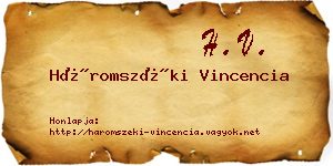 Háromszéki Vincencia névjegykártya